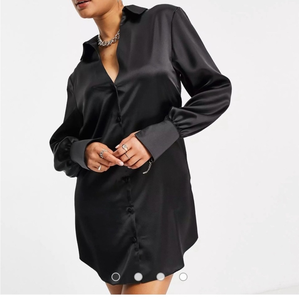 Gianni Bini Satin Blouse Dress in Gold